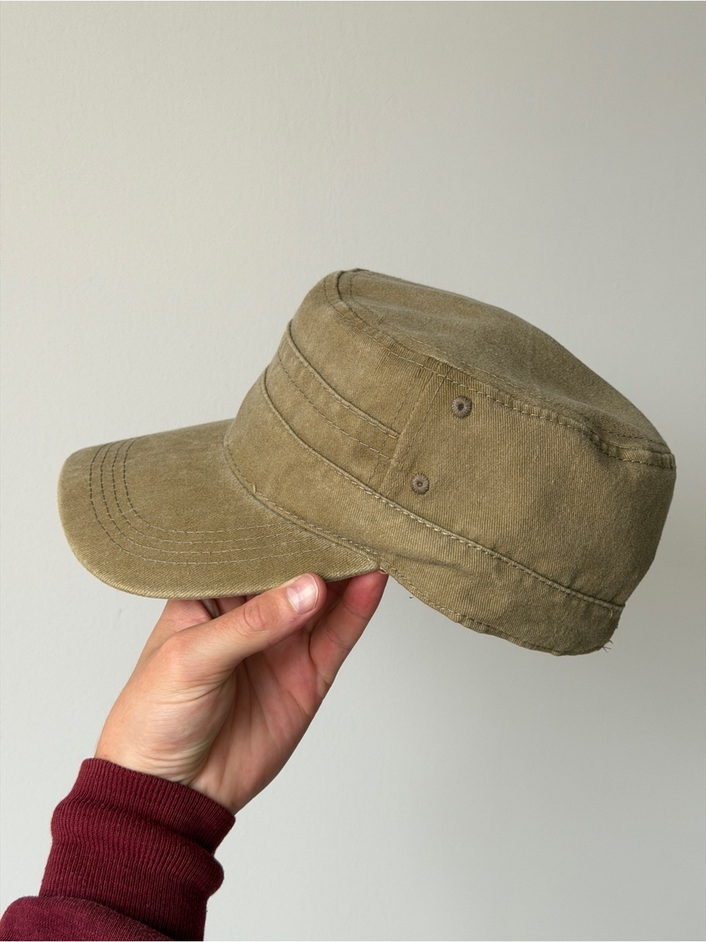 Men's Olive Military-Style Cotton Cap